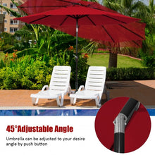 Load image into Gallery viewer, 9 Ft and 32 LED Lighted Solar Patio Market Umbrella Shelter with Tilt and Crank-Burgundy