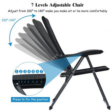 Load image into Gallery viewer, 2 Pcs Patio Back Adjustable Reclining Folding Chairs-Black
