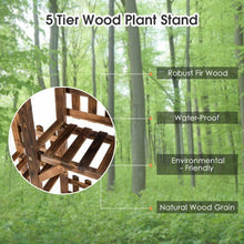 Load image into Gallery viewer, 5-Tier Flower Rack Wood Plant Stand 6 Pots Display Shelf