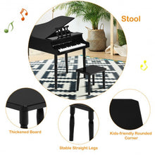 Load image into Gallery viewer, 30-Key Wood Toy Kids Grand Piano with Bench & Music Rack-Black