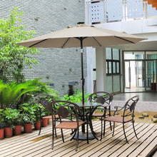 Load image into Gallery viewer, 9Ft Solar LED Market Umbrella with Aluminum Crank Tilt 16 Strip Lights-Tan