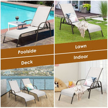Load image into Gallery viewer, Adjustable Patio Chaise Outdoor Folding Lounge Chair with Adjustable Backrest-Gray
