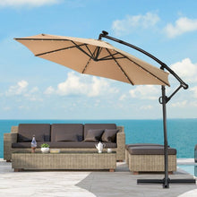 Load image into Gallery viewer, 10FT 360° Rotation Solar Powered LED Patio Offset Umbrella-Beige