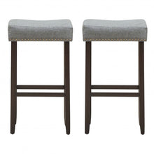 Load image into Gallery viewer, Set of 2 Nailhead Saddle Bar Stools 29" Height
