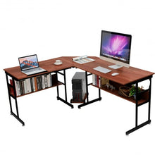 Load image into Gallery viewer, L-Shaped Computer Desk Drafting Table-Brown