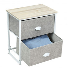 Load image into Gallery viewer, Metal Frame Nightstand Side Table Storage with 2 Drawers-Gray