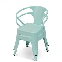 Load image into Gallery viewer, Set of 2 Steel Armchair Stackable Kids Chairs-Green
