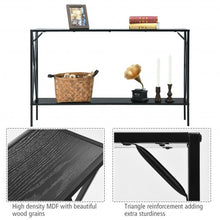 Load image into Gallery viewer, 2 Tier Narrow Accent Side Entryway Metal Frame Console Table -Black