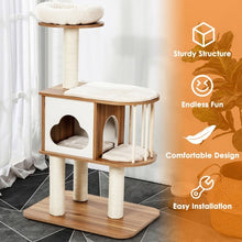 Load image into Gallery viewer, 46" Wooden Cat Activity Tree with Platform and Cushions