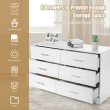 Load image into Gallery viewer, 6 Drawer Double Dresser Chest of Drawers Storage Cabinet Organizer-White
