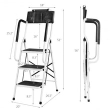 Load image into Gallery viewer, 3-Step Non-slip Folding Stool Ladder with Handrails
