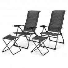 Load image into Gallery viewer, 4 Pieches Patio Adjustable Back Folding Dining Chair Ottoman Set-Gray