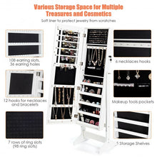 Load image into Gallery viewer, Jewelry Cabinet Stand Mirror Armoire with Large Storage Box-White