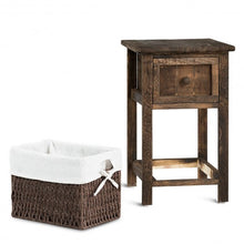 Load image into Gallery viewer, Small 2 Tier 1 Drawer Wood Nightstand with Basket-Coffee