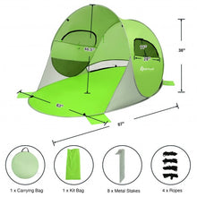 Load image into Gallery viewer, Pop Up Beach Tent Anti-UV UPF 50+ Portable Sun Shelter for 3-4 Person-Green