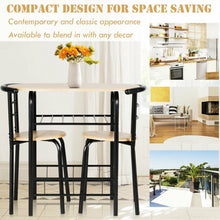 Load image into Gallery viewer, 3 pcs Home Kitchen Bistro Pub Dining Table 2 Chairs Set-Natural