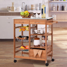Load image into Gallery viewer, Bamboo Kitchen Shelf Island Trolley Cart