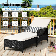 Load image into Gallery viewer, PE Rattan Armrest Chaise Lounge Chair with Adjustable Pillow
