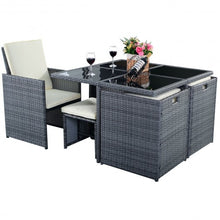 Load image into Gallery viewer, 9 pcs Cushioned Dining Table Rattan Furniture Set