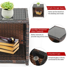 Load image into Gallery viewer, 3 Pieces PE Rattan Wicker Furniture Set with Cushion Sofa Coffee Table for Garden-Red