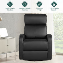 Load image into Gallery viewer, Recliner Chair Swivel Rocker Manual Single Sofa Lounger with Footrest-Black