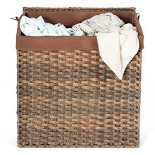 Load image into Gallery viewer, Hand-woven Foldable Rattan Laundry Basket-Brown
