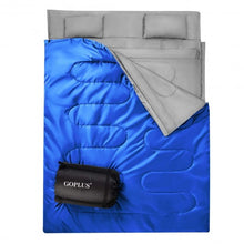 Load image into Gallery viewer, 2 Person Waterproof Sleeping Bag with 2 Pillows-Blue