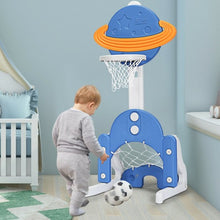 Load image into Gallery viewer, 3 in 1 Kids Basketball Hoop Set with Balls-Blue