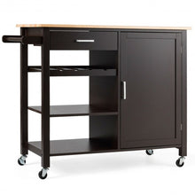 Load image into Gallery viewer, Giantex Kitchen Island Cart Rolling Serving Cart Wood Trolley-Brown