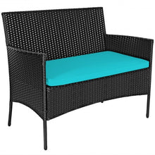 Load image into Gallery viewer, 4 Pcs Patio Rattan Cushioned Sofa Furniture Set w/Tempered Glass Coffee Table