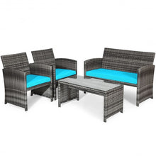 Load image into Gallery viewer, 4PCS Patio Rattan Furniture Set-Turquoise