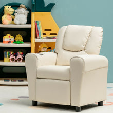 Load image into Gallery viewer, Children PU Leather Recliner Chair with Front Footrest-Beige