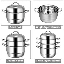 Load image into Gallery viewer, 3 Tier Stainless Steel Cookware Pot Saucepot Steamer