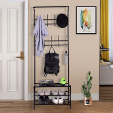 Load image into Gallery viewer, Metal Entryway Coat Hat Shoes Rack 18 Hooks Garment Rack