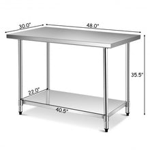 Load image into Gallery viewer, 30" x 48" Stainless Steel Food Preparation Kitchen Table