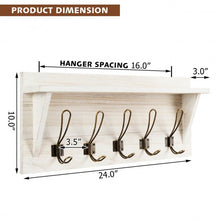 Load image into Gallery viewer, Rustic Wooden Wall-Mounted Entryway Hanging Shelf-White