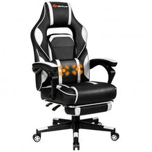 Load image into Gallery viewer, Massage Gaming Chair with Footrest and Lumbar Support-White