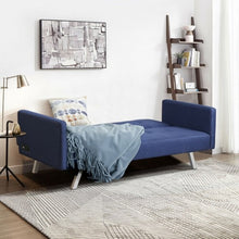 Load image into Gallery viewer, Convertible Futon Sofa Bed Folding Recliner with USB Ports and Power Strip-Blue