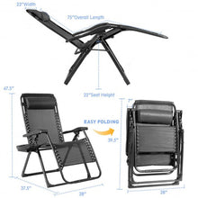 Load image into Gallery viewer, Oversize Lounge Chair Patio Heavy Duty Folding Recliner-Black