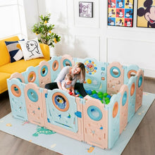 Load image into Gallery viewer, 16-Panel Foldable Baby Safety Play Yard Playpen with Lockable Gate