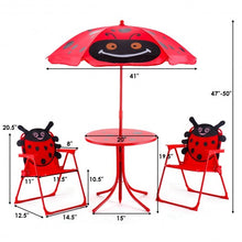 Load image into Gallery viewer, Kids Patio Folding Table and Chairs Set Beetle with Umbrella
