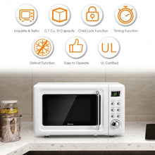 Load image into Gallery viewer, 700W Glass Turntable Retro Countertop Microwave Oven-White