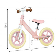 Load image into Gallery viewer, 12" Kids Balance No-Pedal Ride Pre Learn Bike with Adjustable Seat-Pink