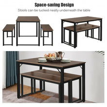 Load image into Gallery viewer, Modern 3 Piece Dining Table with 2 Benches