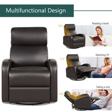 Load image into Gallery viewer, Recliner Chair Swivel Rocker Manual Single Sofa Lounger with Footrest-Brown