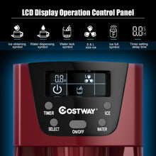 Load image into Gallery viewer, 2-In-1 Ice Maker Water Dispenser 36lbs/24H LCD Display-Red