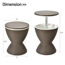 Load image into Gallery viewer, 3 in 1 8 Gallon Patio Rattan Cooler Bar Table with Adjust Ice Bucket-Brown