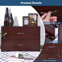 Load image into Gallery viewer, 2-Drawer Dresser Horiztonal Organizer End Table Nightstand with Handle Wood-Brown