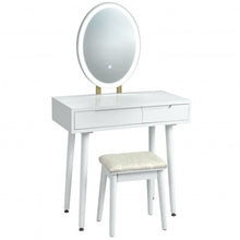 Load image into Gallery viewer, Touch Screen Vanity Makeup Table Stool Set -White