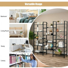 Load image into Gallery viewer, Vintage Triple Wide 5-Tier Bookcase Large Bookshelf Display Storage Shelf-Black